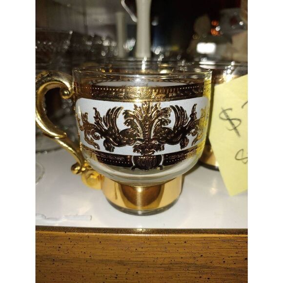 Vintage Set Of 5 Glass W/ Gold Accent Hot Toddy Cups. - Picture 4 of 8